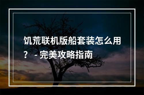 饥荒联机版船套装怎么用？ - 完美攻略指南