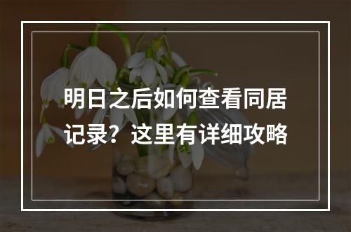 明日之后如何查看同居记录？这里有详细攻略