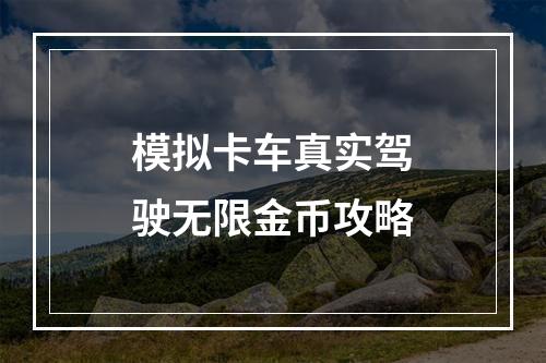 模拟卡车真实驾驶无限金币攻略