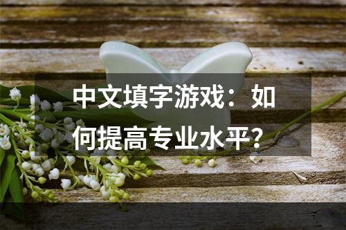 中文填字游戏：如何提高专业水平？