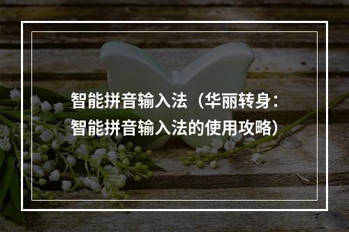 智能拼音输入法（华丽转身：智能拼音输入法的使用攻略）