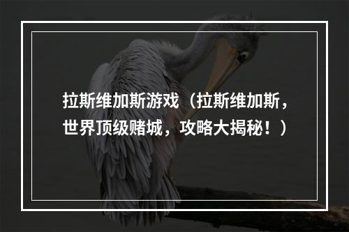 拉斯维加斯游戏（拉斯维加斯，世界顶级赌城，攻略大揭秘！）