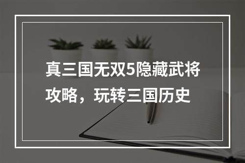 真三国无双5隐藏武将攻略，玩转三国历史