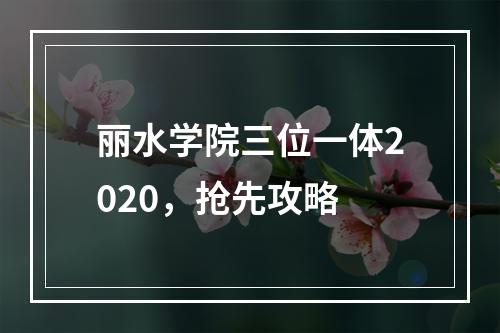 丽水学院三位一体2020，抢先攻略