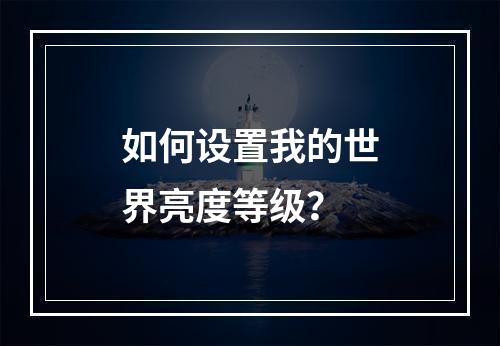 如何设置我的世界亮度等级？