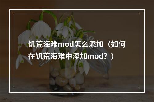 饥荒海难mod怎么添加（如何在饥荒海难中添加mod？）