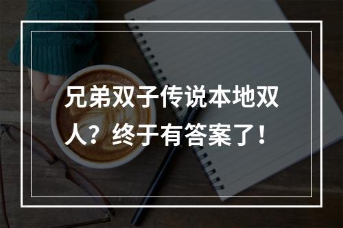 兄弟双子传说本地双人？终于有答案了！