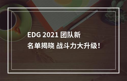 EDG 2021 团队新名单揭晓 战斗力大升级！