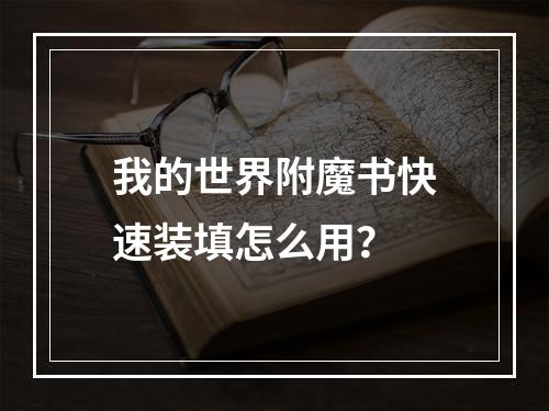 我的世界附魔书快速装填怎么用？