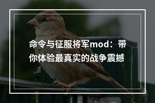 命令与征服将军mod：带你体验最真实的战争震撼