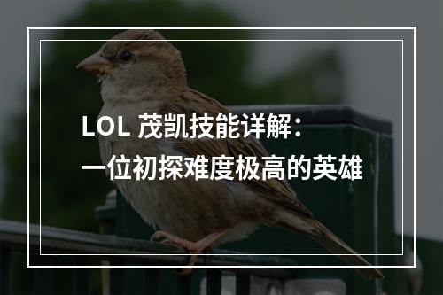 LOL 茂凯技能详解：一位初探难度极高的英雄