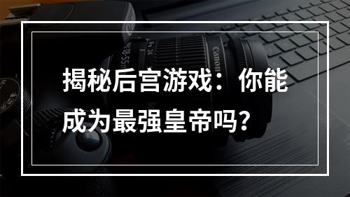 揭秘后宫游戏：你能成为最强皇帝吗？