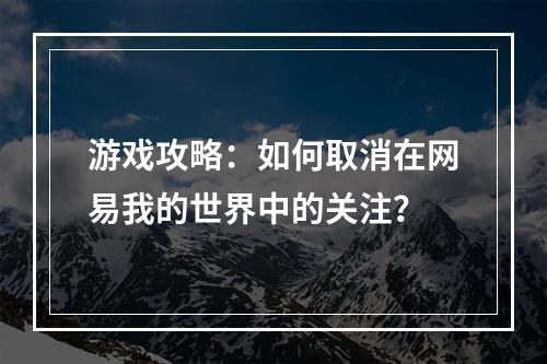 游戏攻略：如何取消在网易我的世界中的关注？