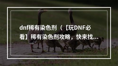 dnf稀有染色剂（【玩DNF必看】稀有染色剂攻略，快来找找你想要的颜色）