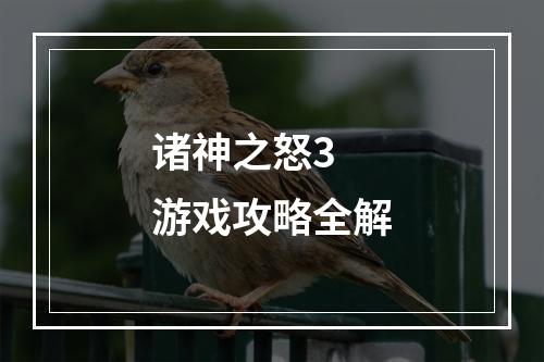 诸神之怒3  游戏攻略全解