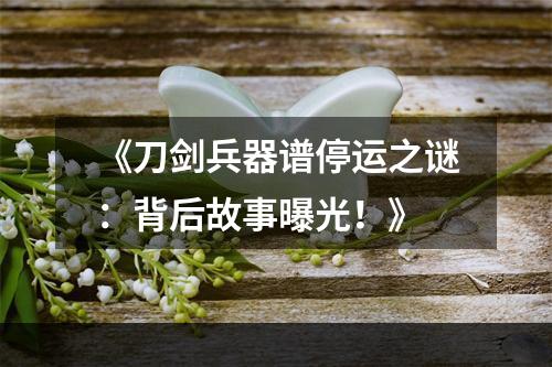 《刀剑兵器谱停运之谜：背后故事曝光！》