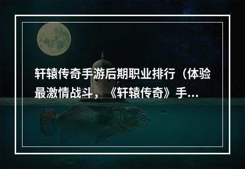 轩辕传奇手游后期职业排行（体验最激情战斗，《轩辕传奇》手游后期职业排行）