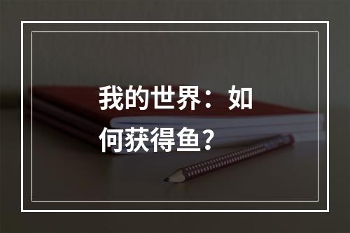 我的世界：如何获得鱼？