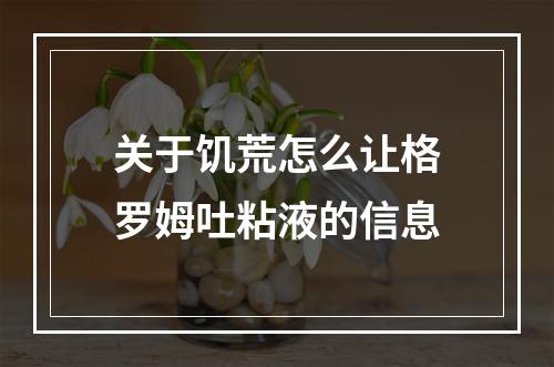 关于饥荒怎么让格罗姆吐粘液的信息