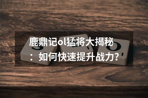 鹿鼎记ol猛将大揭秘：如何快速提升战力？