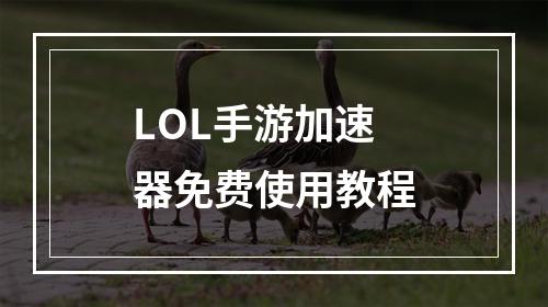 LOL手游加速器免费使用教程