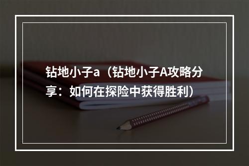 钻地小子a（钻地小子A攻略分享：如何在探险中获得胜利）