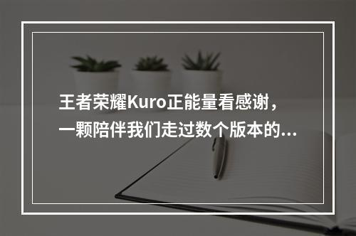 王者荣耀Kuro正能量看感谢，一颗陪伴我们走过数个版本的神锤