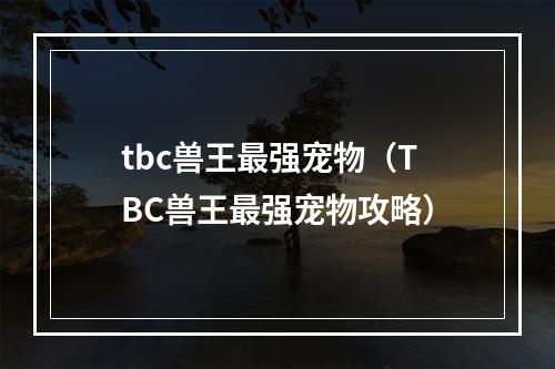 tbc兽王最强宠物（TBC兽王最强宠物攻略）