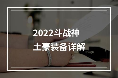 2022斗战神土豪装备详解