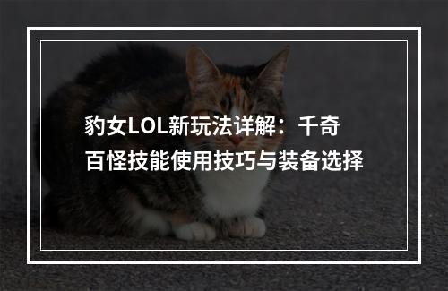 豹女LOL新玩法详解：千奇百怪技能使用技巧与装备选择