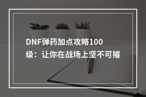 DNF弹药加点攻略100级：让你在战场上坚不可摧