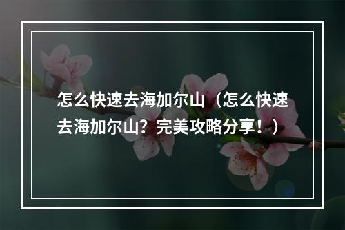 怎么快速去海加尔山（怎么快速去海加尔山？完美攻略分享！）