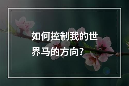 如何控制我的世界马的方向？