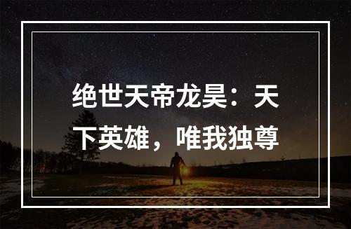 绝世天帝龙昊：天下英雄，唯我独尊