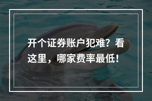 开个证券账户犯难？看这里，哪家费率最低！