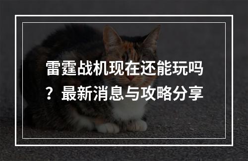 雷霆战机现在还能玩吗？最新消息与攻略分享