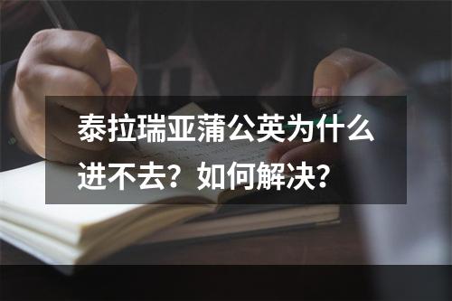 泰拉瑞亚蒲公英为什么进不去？如何解决？