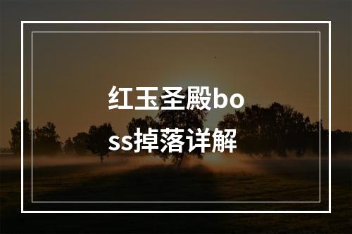 红玉圣殿boss掉落详解