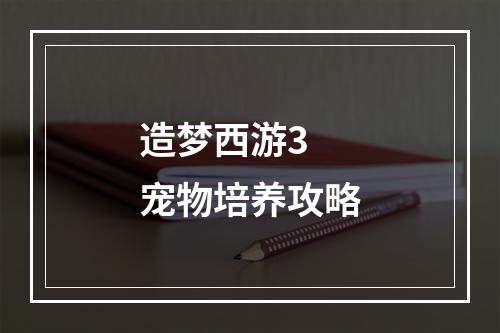 造梦西游3  宠物培养攻略