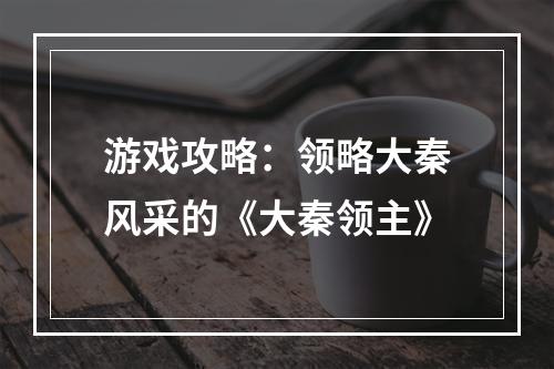 游戏攻略：领略大秦风采的《大秦领主》