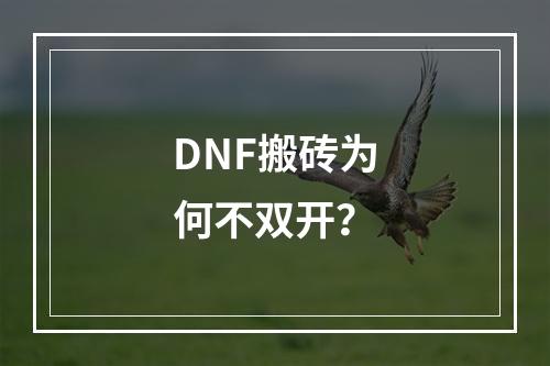 DNF搬砖为何不双开？