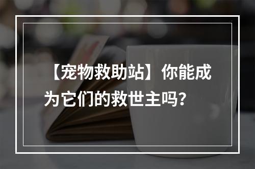 【宠物救助站】你能成为它们的救世主吗？