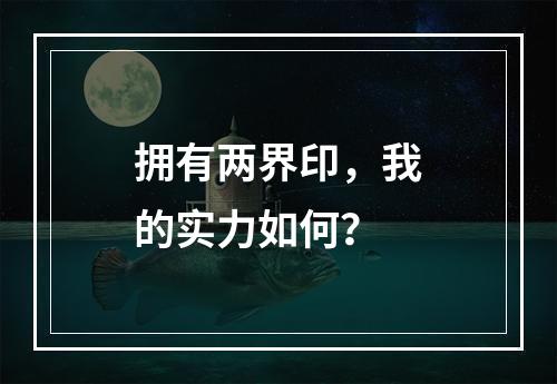 拥有两界印，我的实力如何？