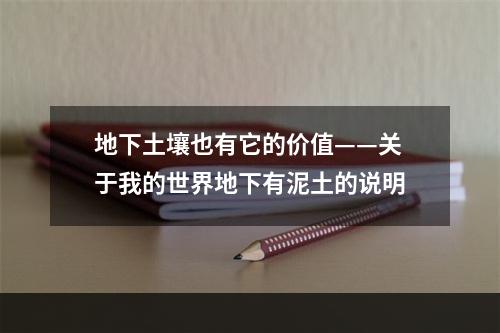 地下土壤也有它的价值——关于我的世界地下有泥土的说明