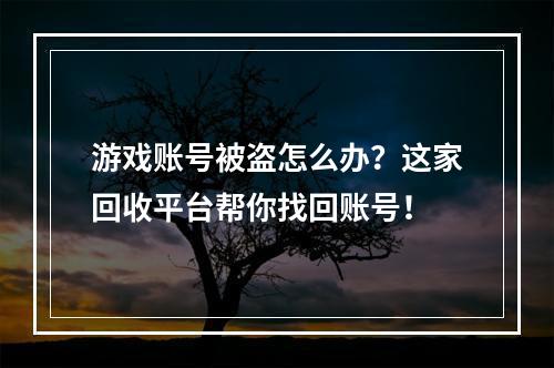 游戏账号被盗怎么办？这家回收平台帮你找回账号！