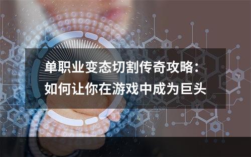 单职业变态切割传奇攻略：如何让你在游戏中成为巨头