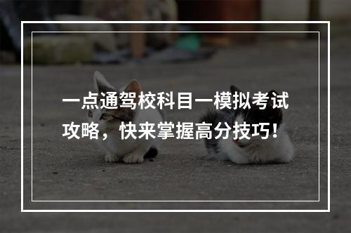 一点通驾校科目一模拟考试攻略，快来掌握高分技巧！