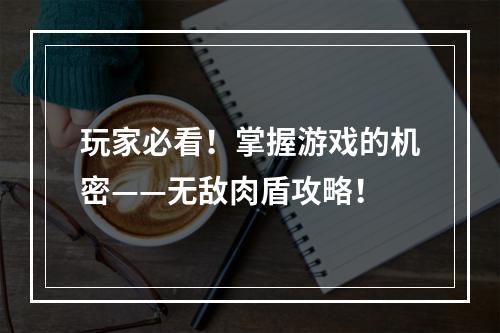 玩家必看！掌握游戏的机密——无敌肉盾攻略！