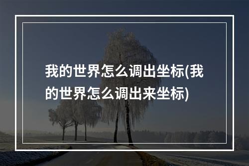 我的世界怎么调出坐标(我的世界怎么调出来坐标)