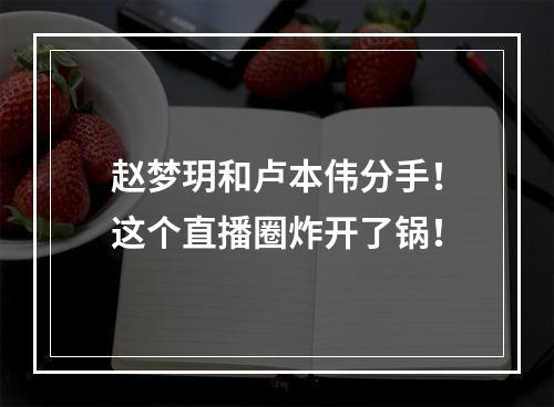 赵梦玥和卢本伟分手！这个直播圈炸开了锅！